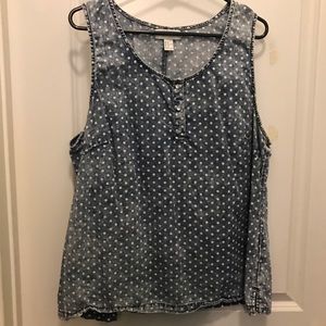 Denim polka dotted tank